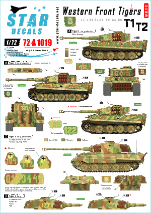 Star Decals 72-A1019 Western Front Tigers # 1 1/72