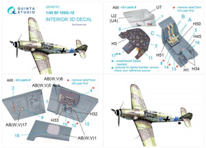 Quinta Studio QD48161 Bf 109G-10 3D-Printed &amp;amp; coloured Interior on decal paper (Eduard) 1/48 – Bild 9