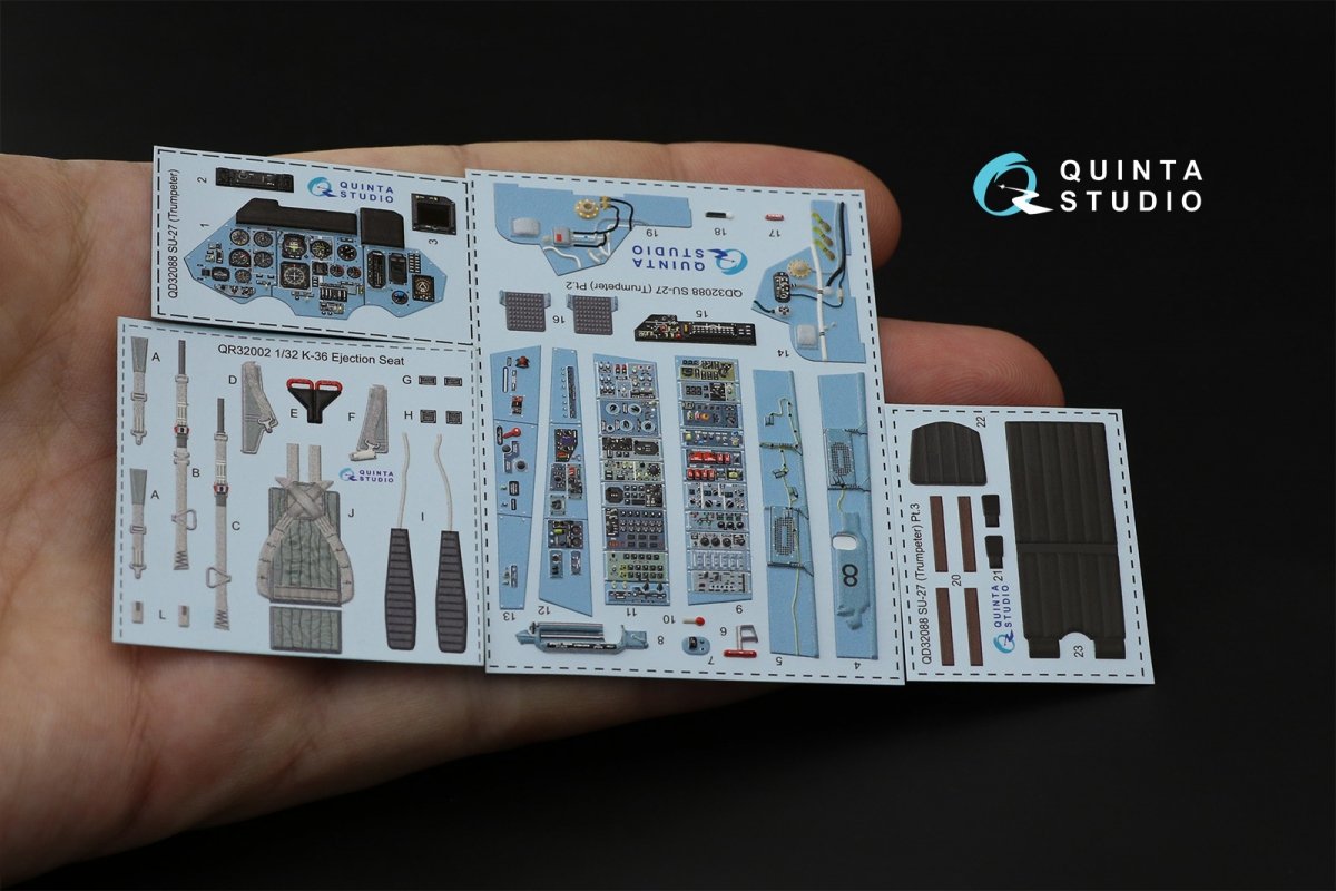 Quinta Studio QD32088 Su-27 3D-Printed &amp;amp; coloured Interior on decal paper (Trumpeter) (full version) 1/32 – Bild 11