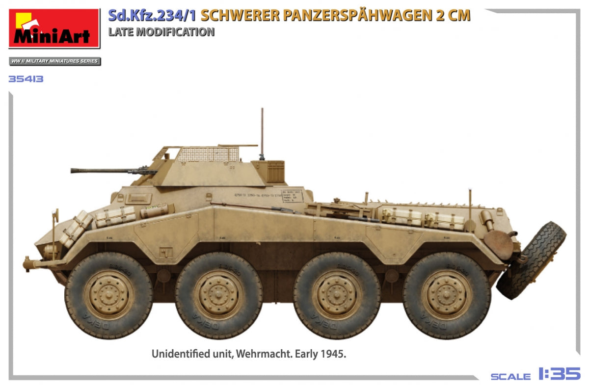 MiniArt 35413 Sd.Kfz.234/1 Schwerer Panzerspähwagen (2 cm). Late Mod 1/35 – immagine 4