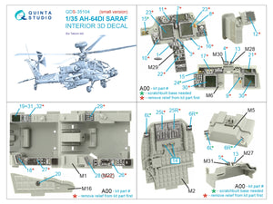 Quinta Studio QDS-35104 AH-64DI Saraf 3D-Printed &amp;amp; coloured Interior on decal paper (Takom) (Small version) 1/35 – Bild 2