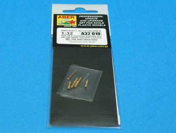 Aber A32010 Set of 2 barrels for German aircraft 30mm machine cannons MK 108 with blast tube 1/32 – immagine 7
