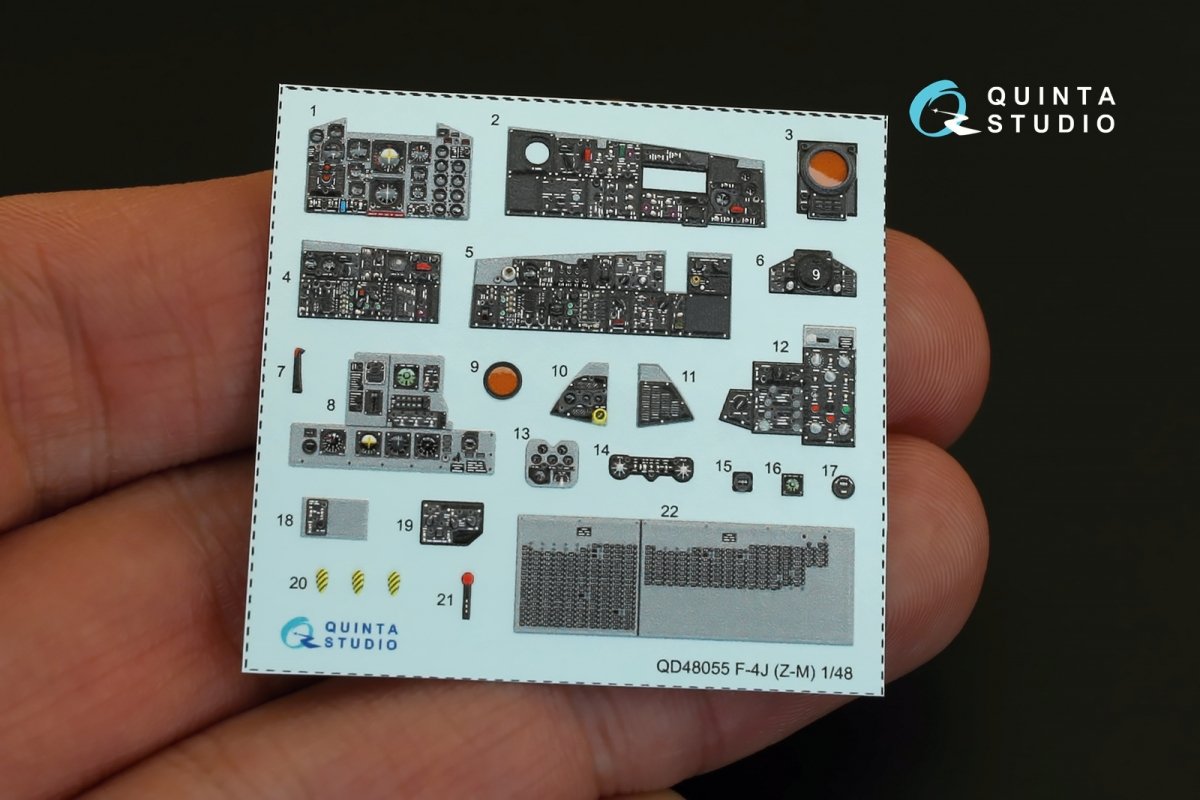 Quinta Studio QD48055 F-4J 3D-Printed &amp;amp; coloured Interior on decal paper (for ZM SWS kit) 1/48 – immagine 4