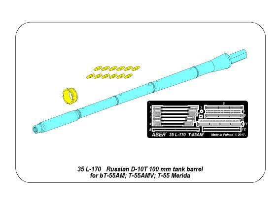 Aber 35L-170 Russian D-10T 100mm tank Barrel for T-55AM; T-55 AMV or T-55 Merida 1/35 – Bild 19