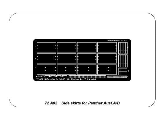Aber 72A02 Osłony boczne do Panther A/D / Side skirts for Panther A/D 1/72 – immagine 5