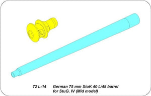 Aber 72L-14 Lufa 75mm StuK 40L/48 do działa pancernego StuG. IV / German 75mm StuK 40 L/48 barrel for StuG. IV (mid model) 1/72 – Bild 4