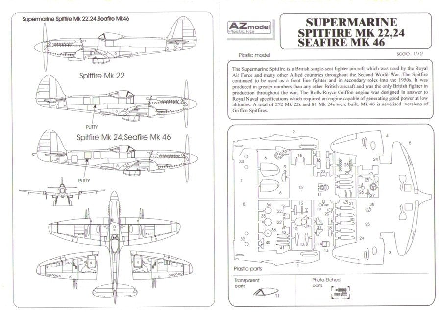 AZ Model AZ7353 Supermarine Spitfire Mk.22 Special 1/72 – Bild 6