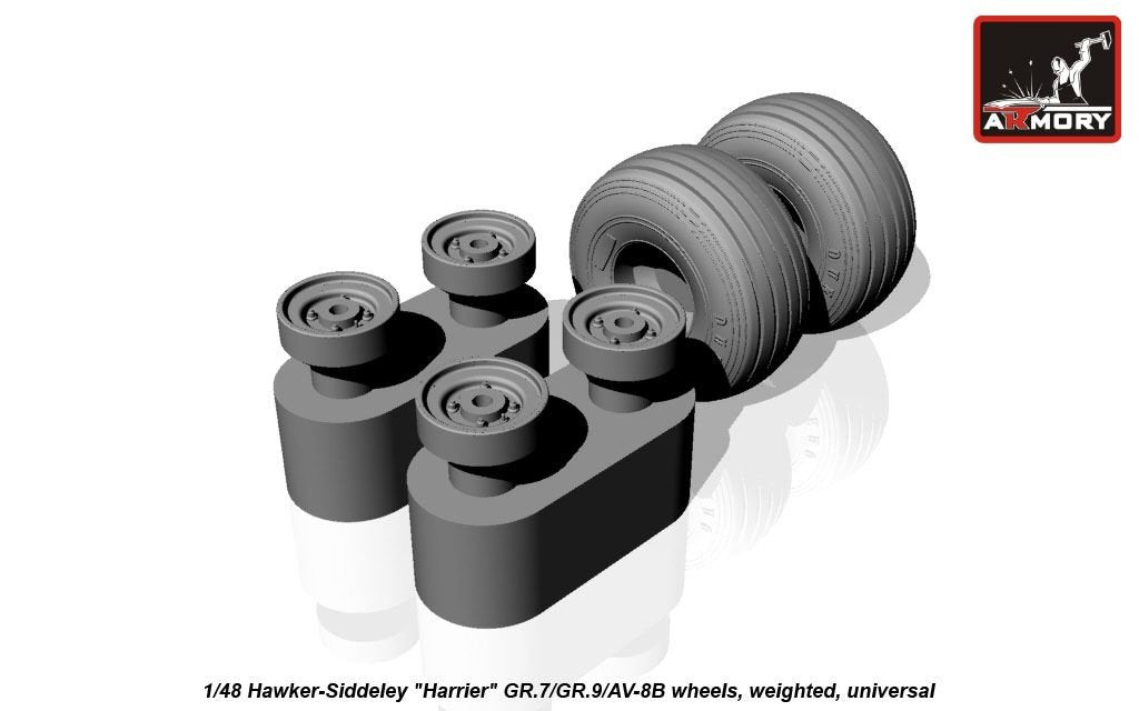 Armory Models AW48405 Hawker-Siddeley Harrier GR.7/GR.9/AV-8B wheels w/ weighted tyres 1/48 – Bild 8