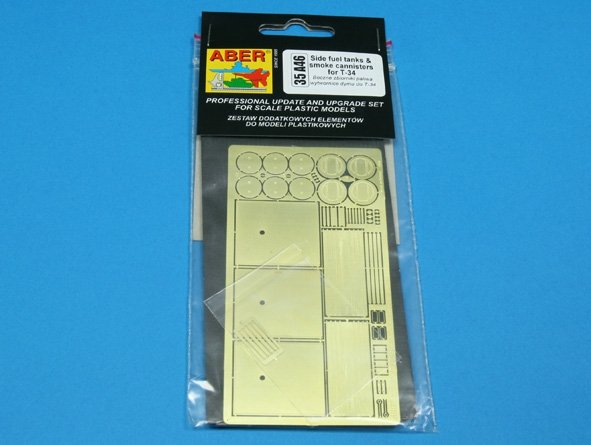 Aber 35A046 Boczne zbiorniki paliwa i wytwornice dymu do T-34 1/35 – immagine 3