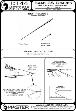 Master AM-144-023 Saab 35 Draken (Mid &amp;amp; Late Versions) Pitot tubes 1/144 – Bild 3