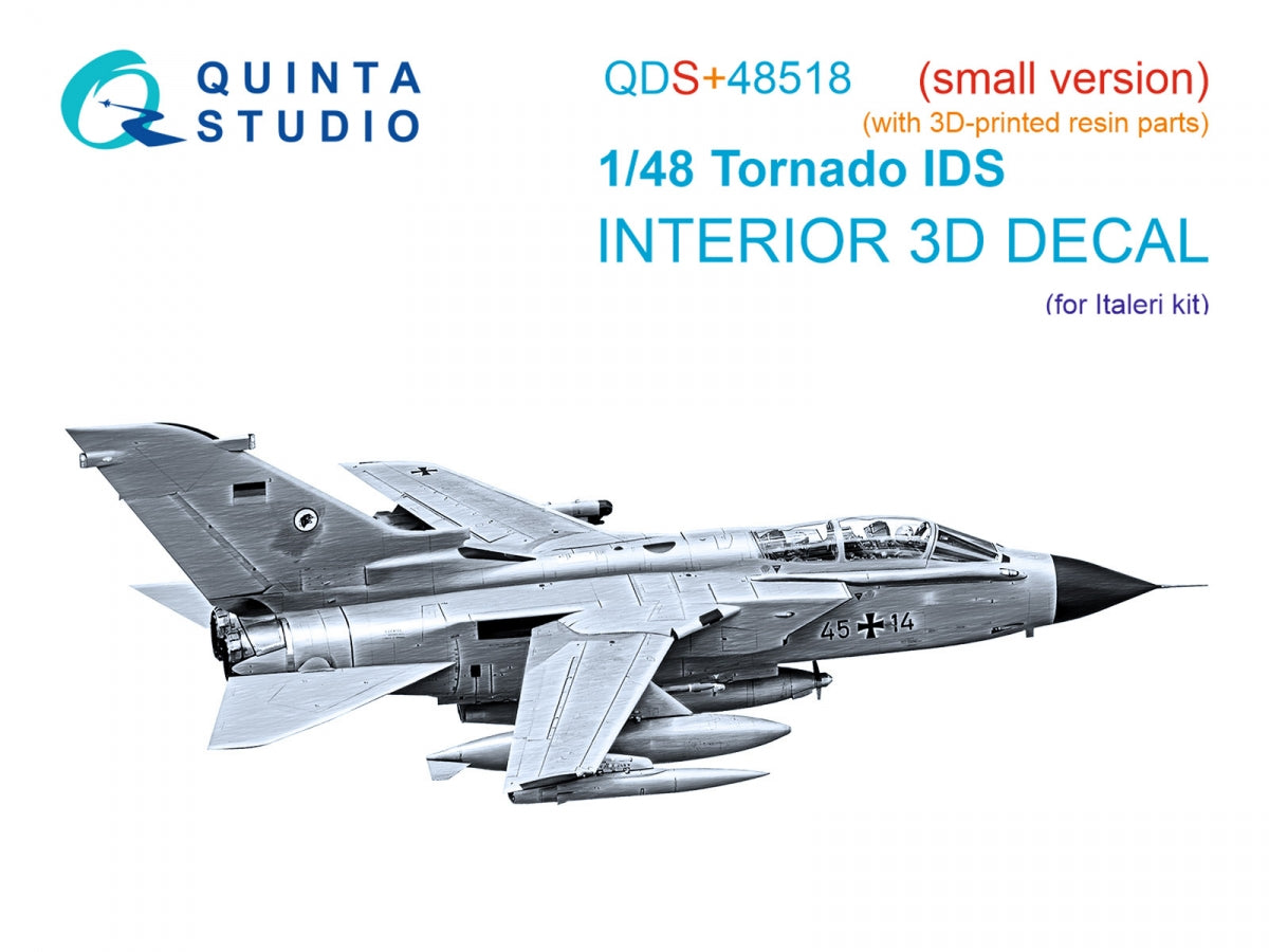Quinta Studio QDS+48518 Tornado IDS 3D-Printed coloured Interior on decal paper (Italeri) (small version) (with 3D-printed resin parts) 1/48