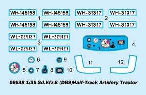 Trumpeter 09538 Sd.Kfz.8 (DB9)Half-Track Artillery Tractor 1/35 – immagine 3