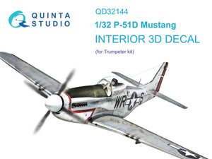 Quinta Studio QD32144 P-51D Mustang 3D-Printed &amp;amp; coloured Interior on decal paper (Trumpeter) 1/32