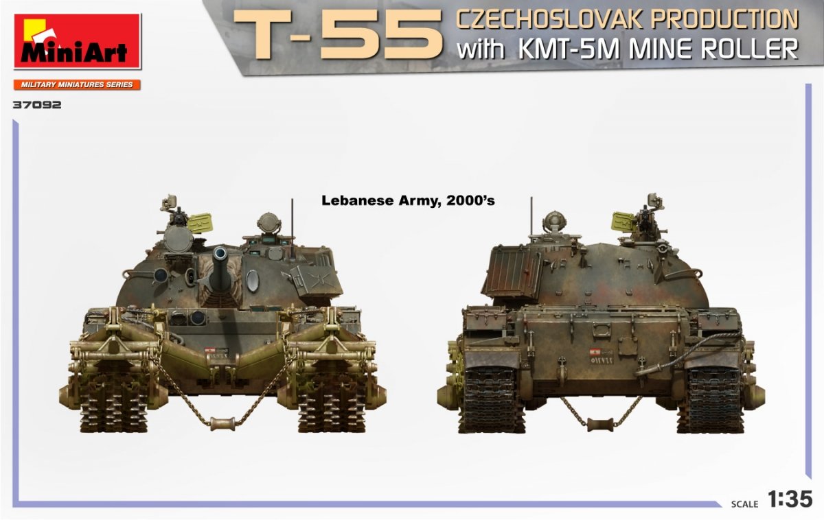 MiniArt 37092 T-55 CZECHOSLOVAK PRODUCTION with KMT-5M MINE ROLLER 1/35 – immagine 7