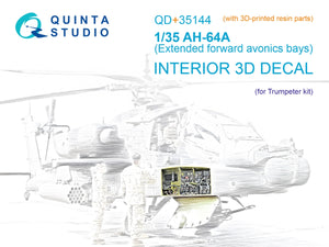 Quinta Studio QD+35144 AH-64A forward avionics bays 3D-Printed &amp;amp; coloured Interior on decal paper (Trumpeter) (with 3D-printed resin parts) 1/35