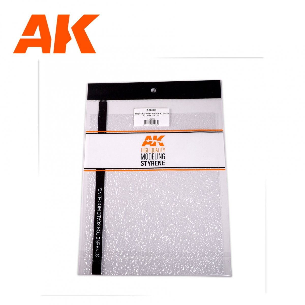AK Interactive AK6583 WATER SHEET TRANSPARENT STILL WATER 245 X 195MM / 9.64 X 7.68 “ – TEXTURED ACRYLIC SHEET – 1 UNIT – immagine 3