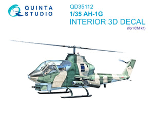 Quinta Studio QD35112 AH-1G Cobra 3D-Printed &amp;amp; coloured Interior on decal paper (ICM) 1/35