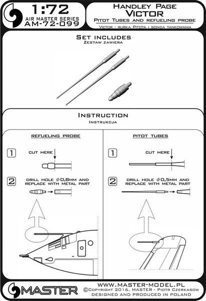 Master AM-72-099 Handley Page Victor - Pilot Tubes and Refueling Probe Boom 1/72 – immagine 4