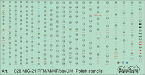 ModelMaker Decals D48020 MiG-21PFM/M/MF/bis/UM Polish stencils 1/48
