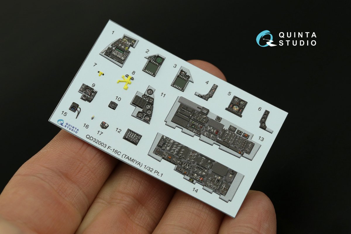 Quinta Studio QDS-32003 F-16C 3D-Printed &amp;amp; coloured Interior on decal paper ( Tamiya ) (small version) 1/32 – Bild 8