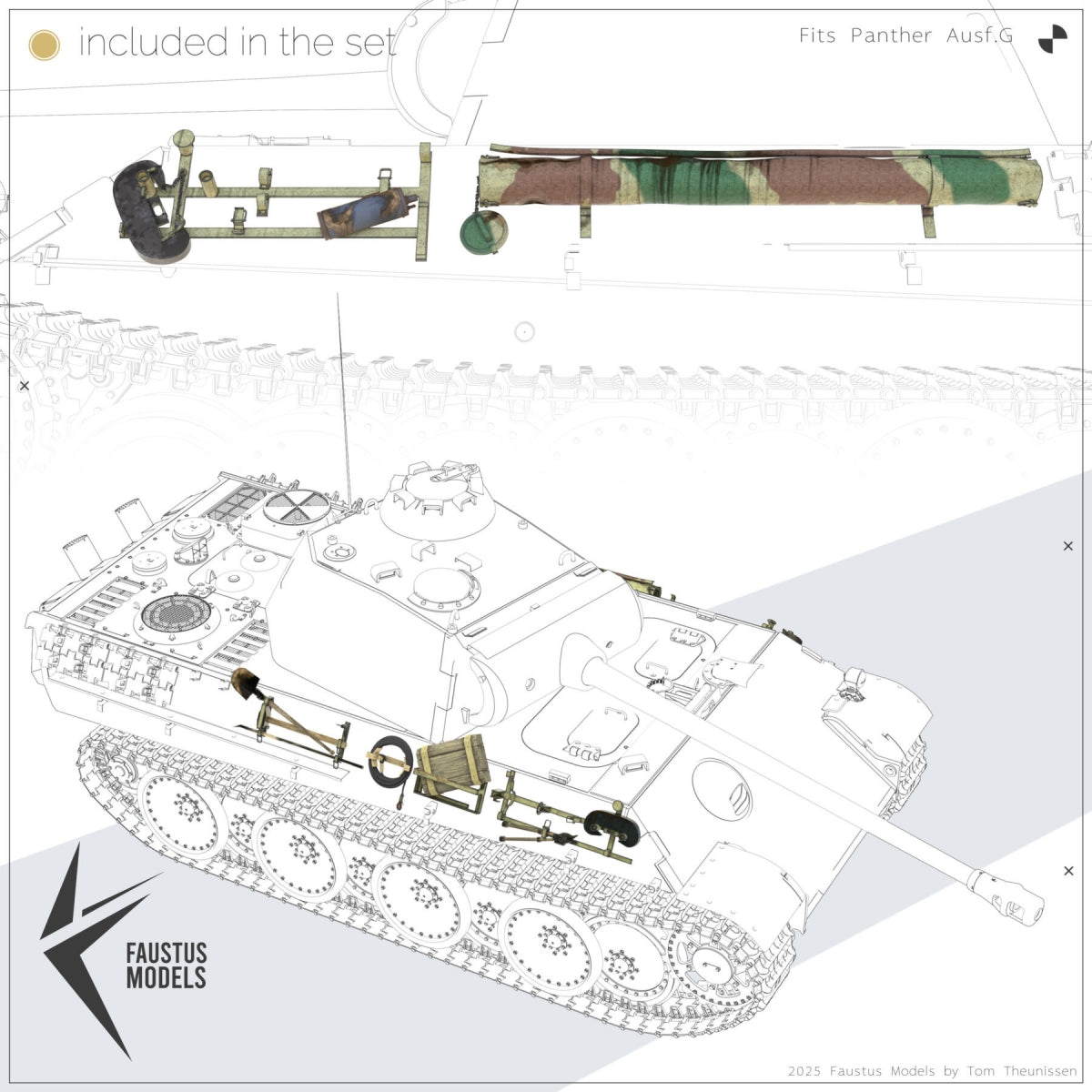 Faustus Models FM35021 Panther Tool Racks (Battle worn) 1/35