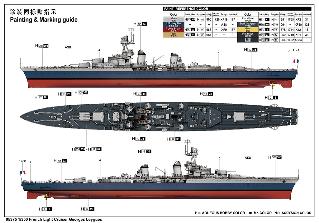 Trumpeter 05375 French Light Cruiser Georges Leygues 1/350 – immagine 4