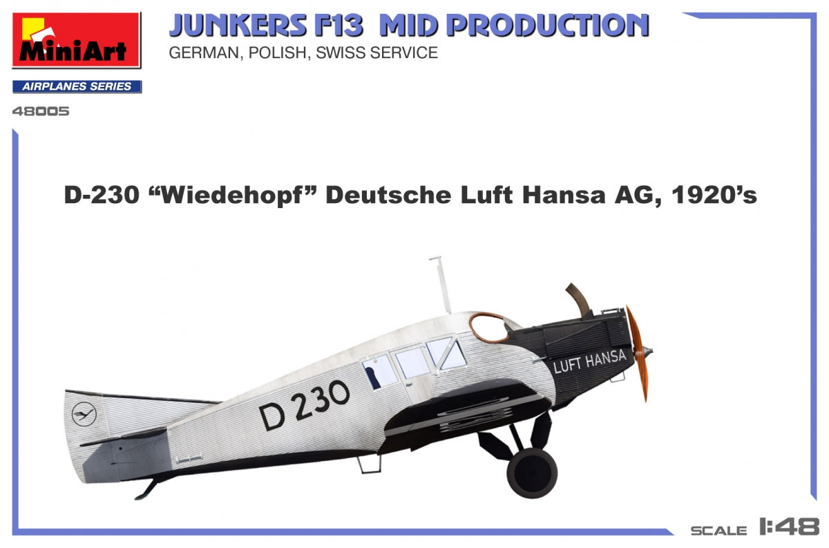 MiniArt 48005 Junkers F13. Mid Prod. German, Polish, Swiss Service 1/48 – immagine 11