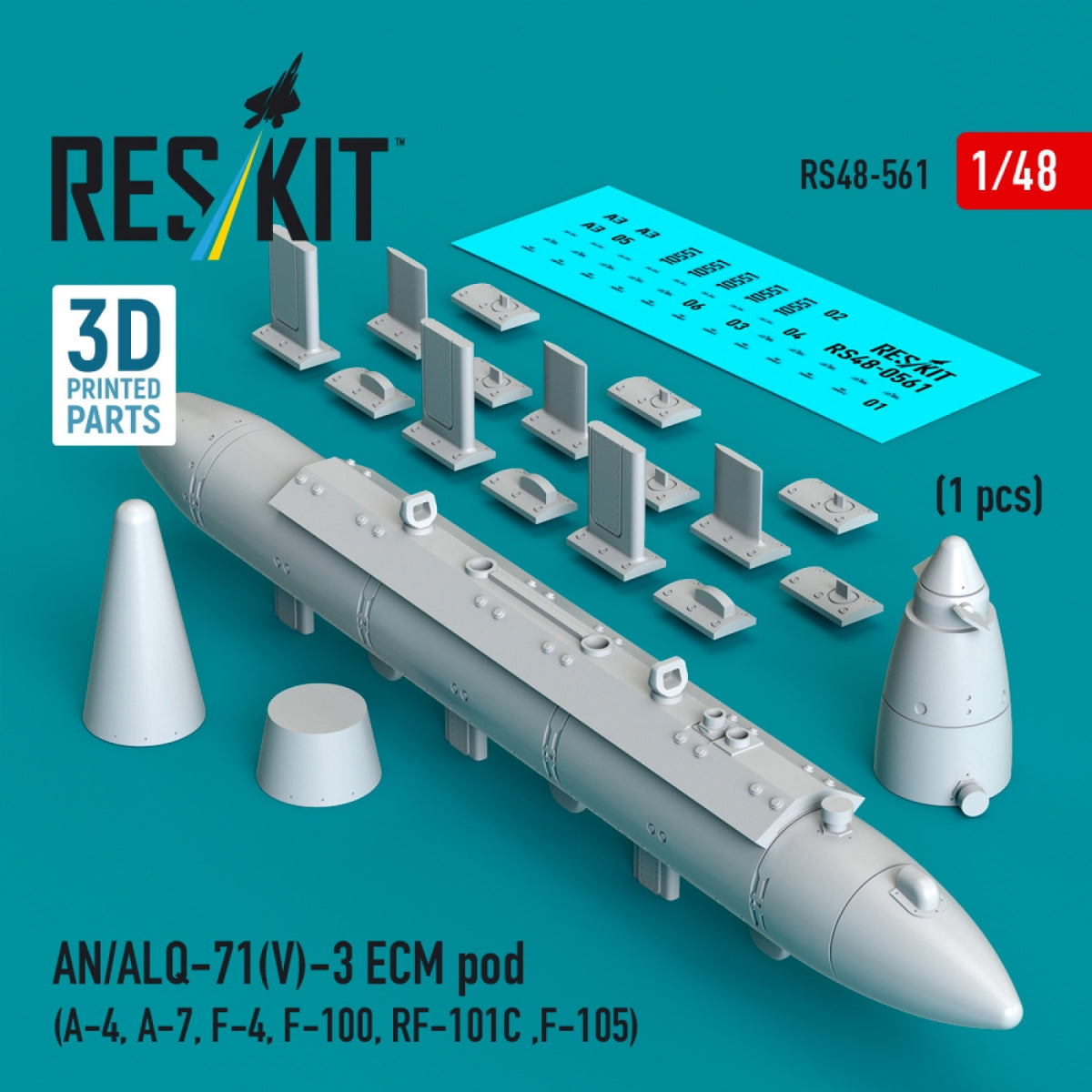 RESKIT RS48-0561 AN/ALQ-71(V)-3 ECM pod (1pcs) (3D Printed) 1/48