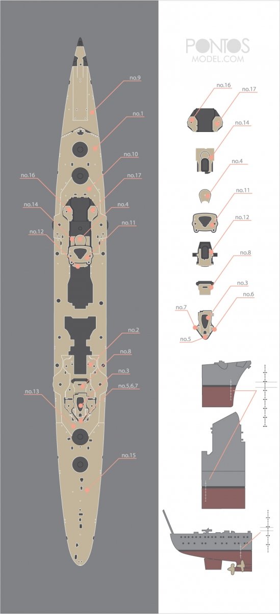 Pontos 35017WD1 DKM Printz Eugen Wooden Deck set 1/350 – immagine 3