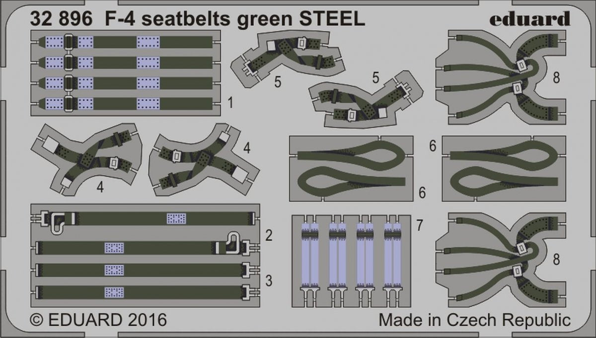 Ceintures de sécurité Eduard 32896 F-4, acier vert, échelle 1/32