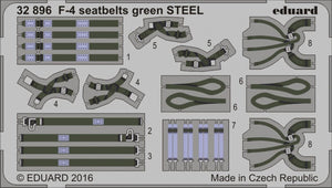 Ceintures de sécurité Eduard 32896 F-4, acier vert, échelle 1/32