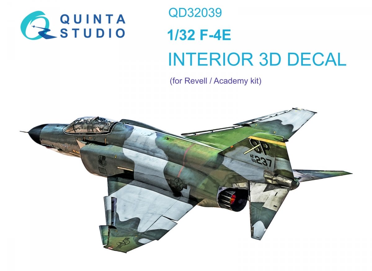 Quinta Studio QD32039 F-4E 3D-Printed & coloured Interior on decal paper (Revell) 1/32