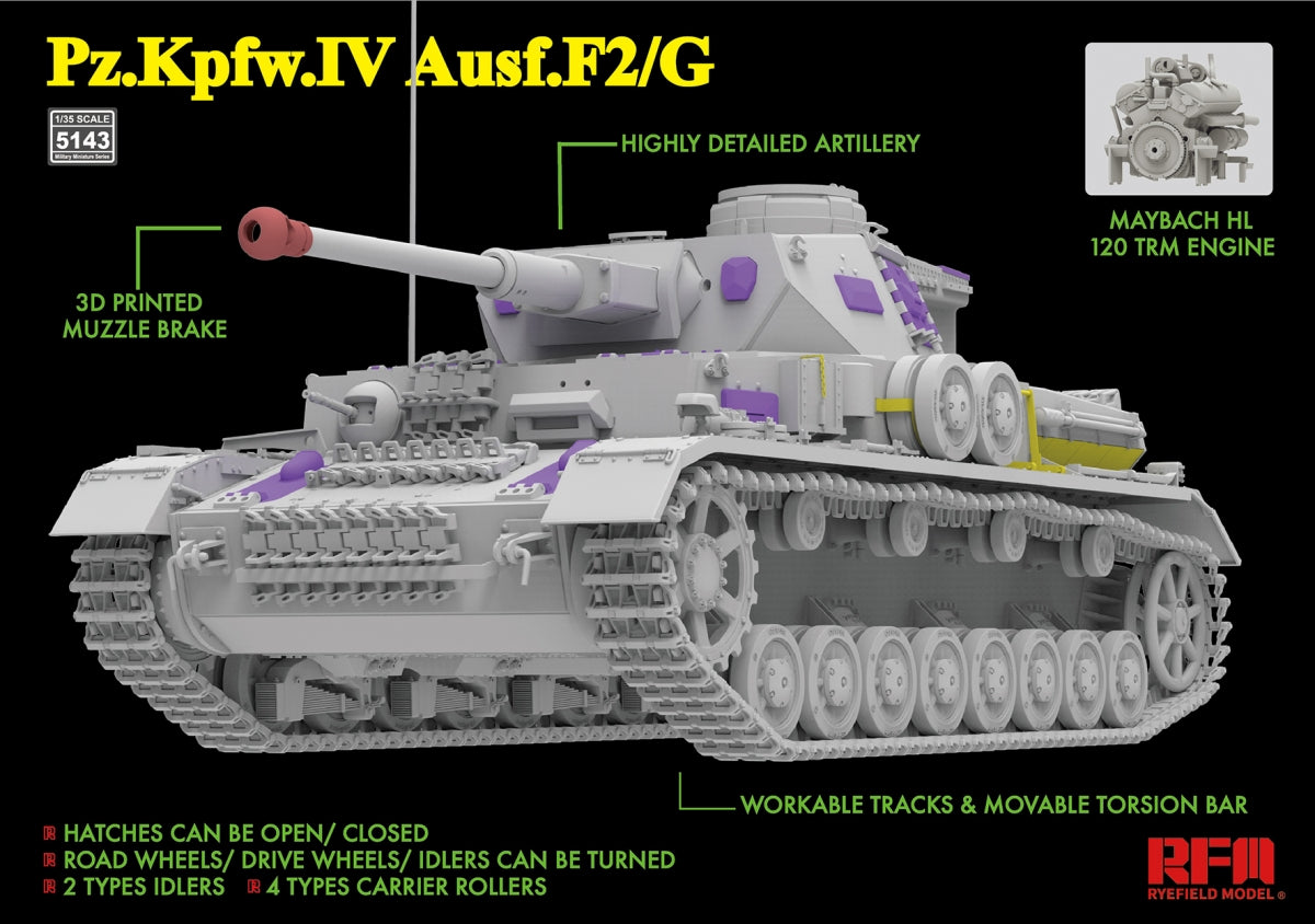 Rye Field Model 5143 Pz.Kpfw.IV Ausf.F2/G w/Engine &amp;amp; workable tracks 1/35 – image 3
