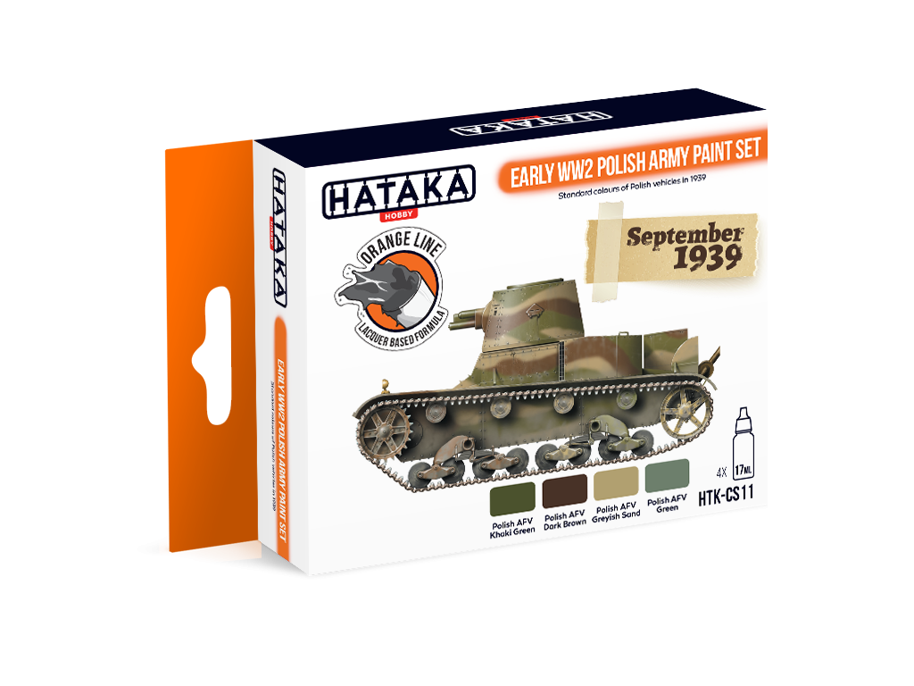 Hataka HTK-CS11 ORANGE LINE – Coffret de peinture de l'armée polonaise du début de la Seconde Guerre mondiale (4 x 17 ml)