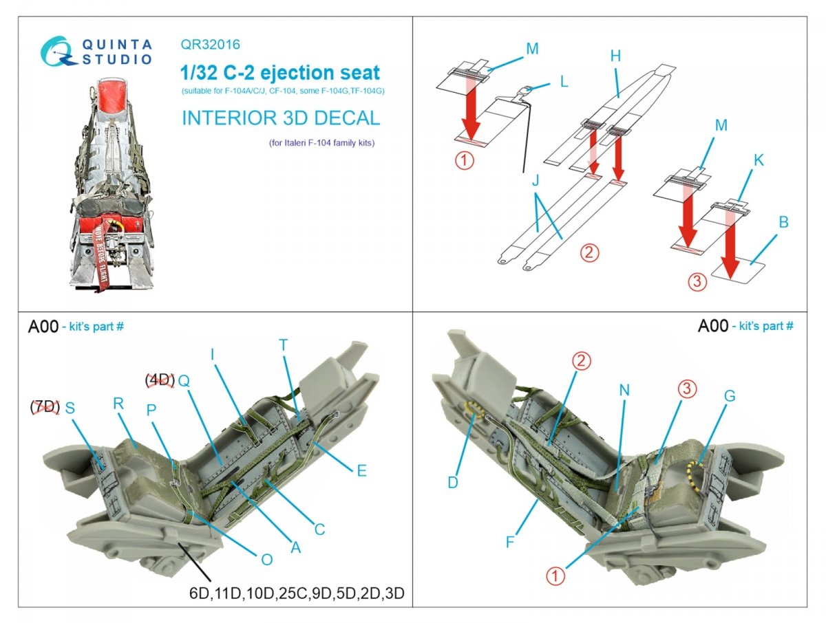 Quinta Studio QR32016 C-2 seat for F-104 family (Italeri) 1/32 – immagine 2