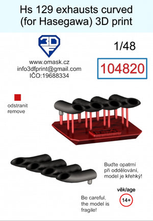 Omask 104820 Hs 129 Exhausts curved (for Hasegawa/Hobby 2000) 3D print 1/48 – immagine 2