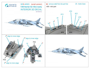 Quinta Studio QDS-48303 Harrier Gr.1/Gr.3 Early Intérieur imprimé en 3D et coloré sur papier décalcomanie (Kinetic) (Petite version) 1/48  – image 2