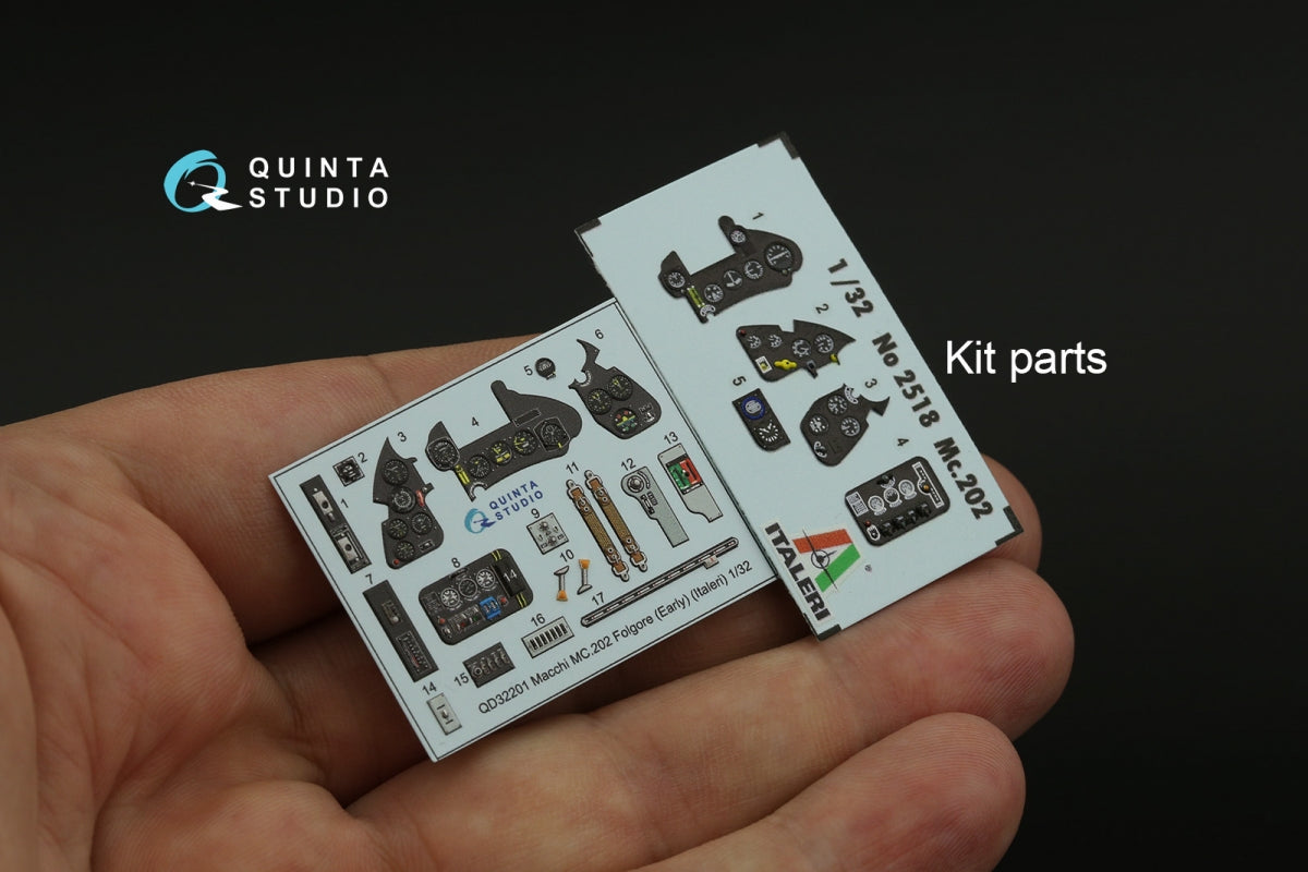 Quinta Studio QD32201 Macchi MC.202 Folgore Early 3D-Printed &amp;amp; coloured Interior on decal paper (Italeri) 1/32 – zdjęcie 13