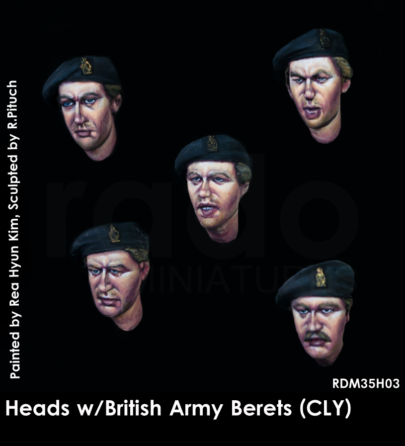 RADO Miniatures RDM35H03 Têtes avec bérets de l'armée britannique (insigne du comté de Londres de la Yeomanry) 1/35