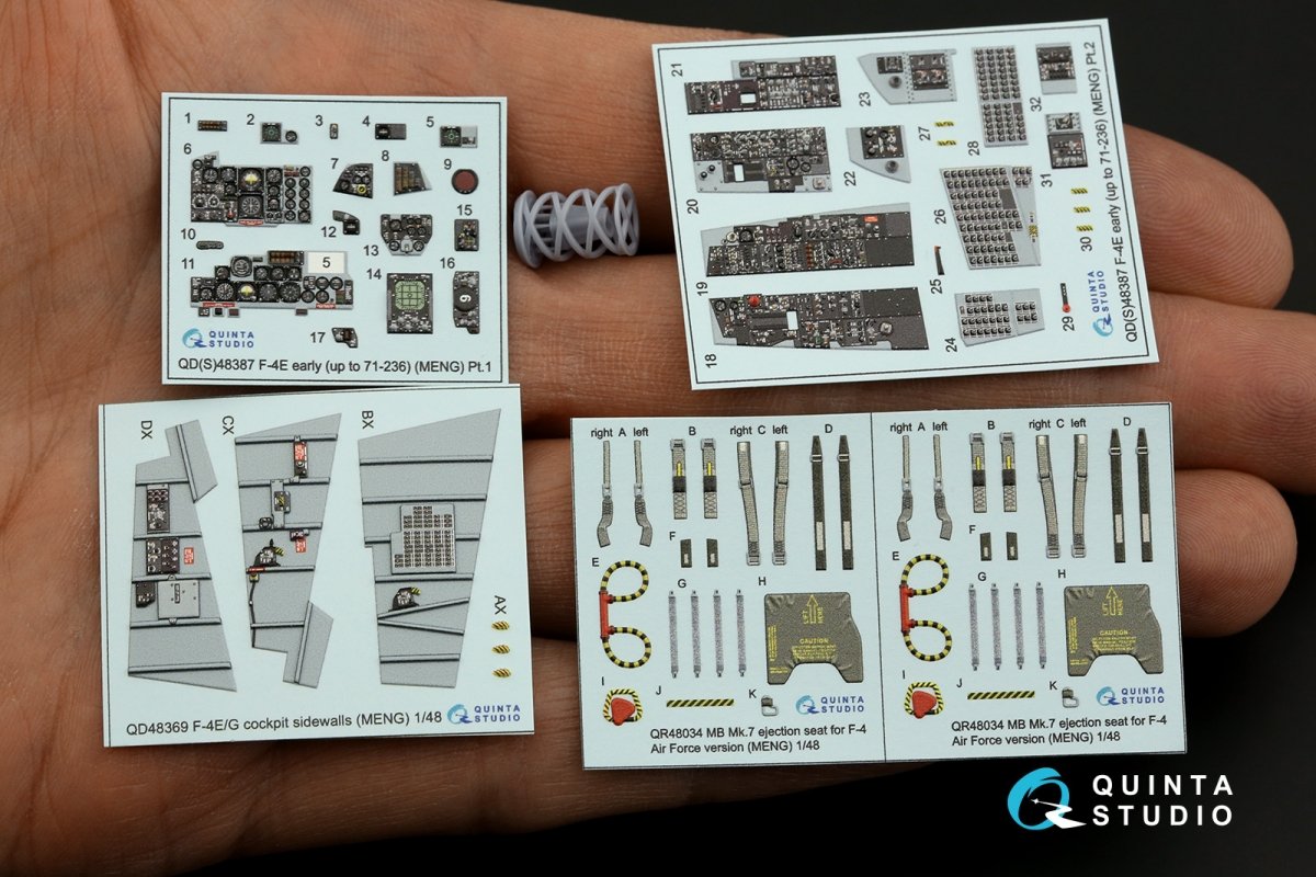 Quinta Studio QD+48387 F-4E early with slatted wing 3D-Printed &amp;amp; coloured Interior on decal paper (Meng) (with 3D-printed resin parts) 1/48 – imagen 3