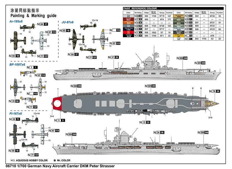 Trumpeter 06710 German Navy Aircraft Carrier DKM Peter Strasser 1/700 – Bild 2