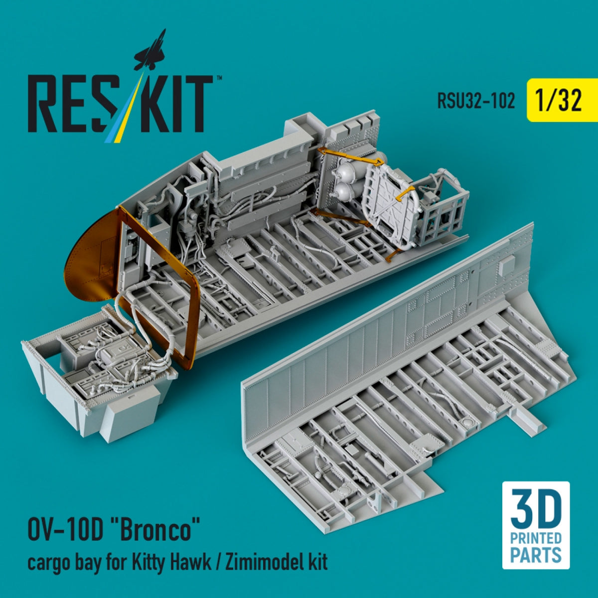 RESKIT RSU32-0102 OV-10D &amp;quot;Bronco&amp;quot; cargo bay for Kitty Hawk/Zimimodel kit (3D Printed) 1/32 – immagine 2