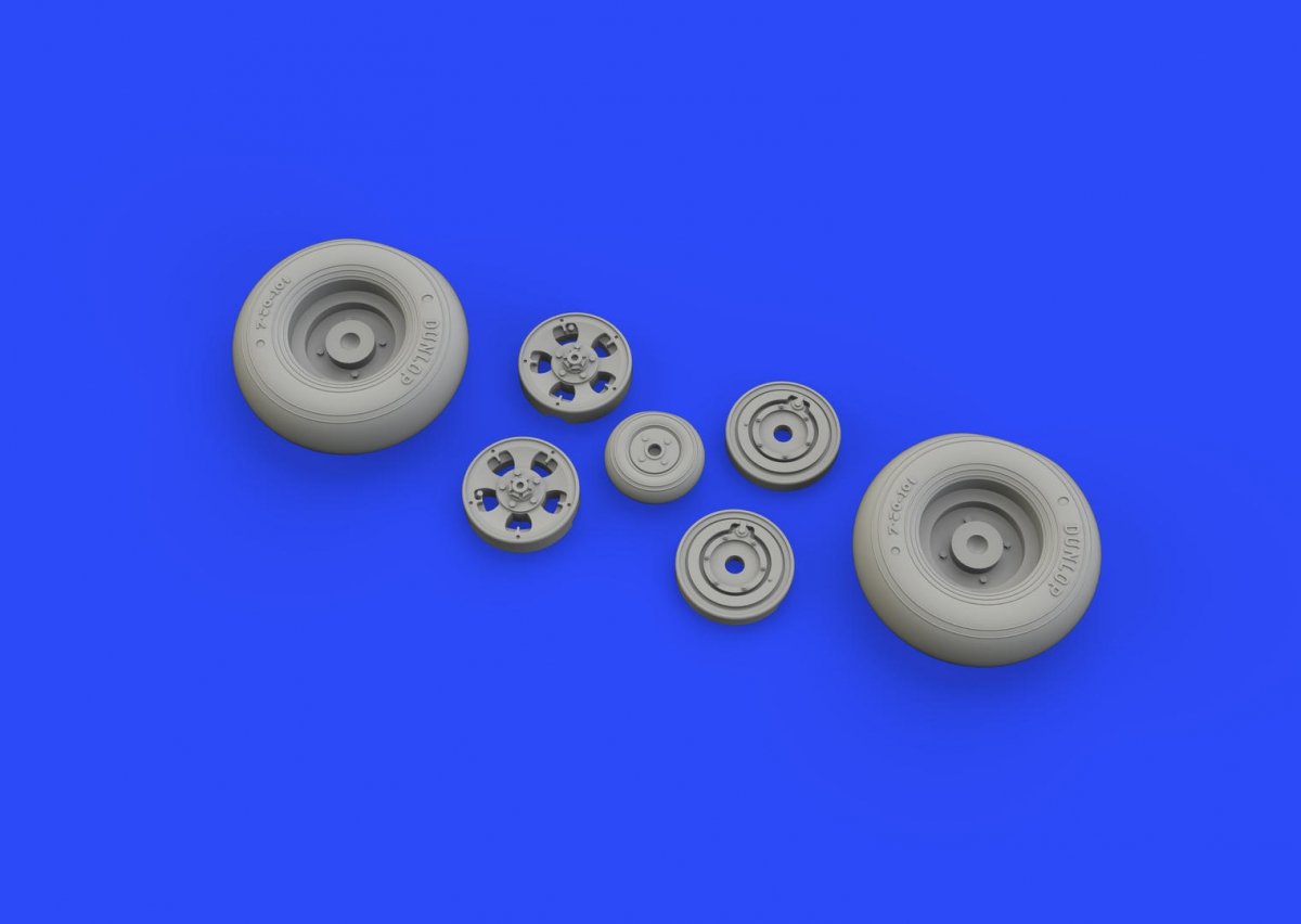 Eduard 632127 Spitfire Mk. IX wheels 5spoke w/ smooth tire TAMIYA 1/32 – immagine 3