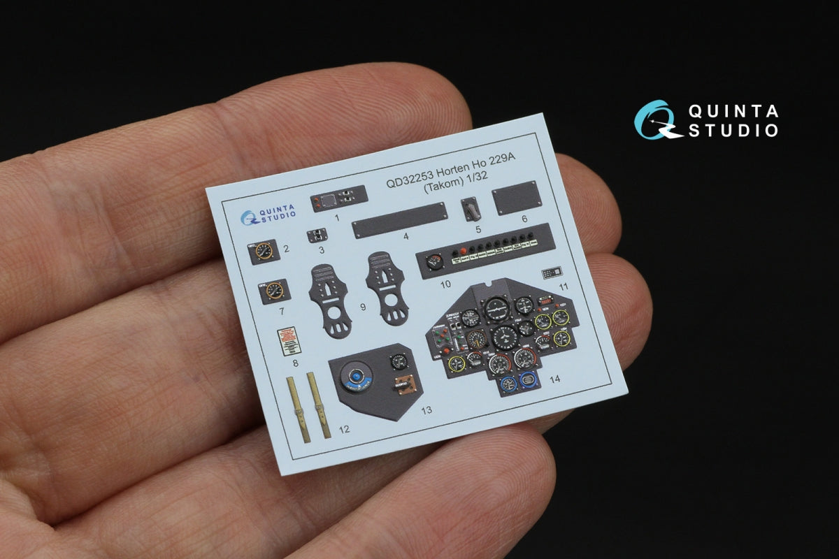 Quinta Studio QD32253 Horten Ho 229A 3D-Printed &amp;amp; coloured Interior on decal paper (Takom) 1/32 – immagine 2