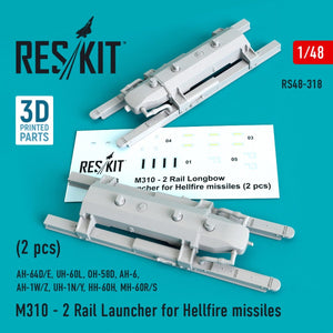 RESKIT RS48-0318 M310 - LANCE-RAID 2 POUR MISSILES HELLFIRE (2 PIÈCES) 1/48