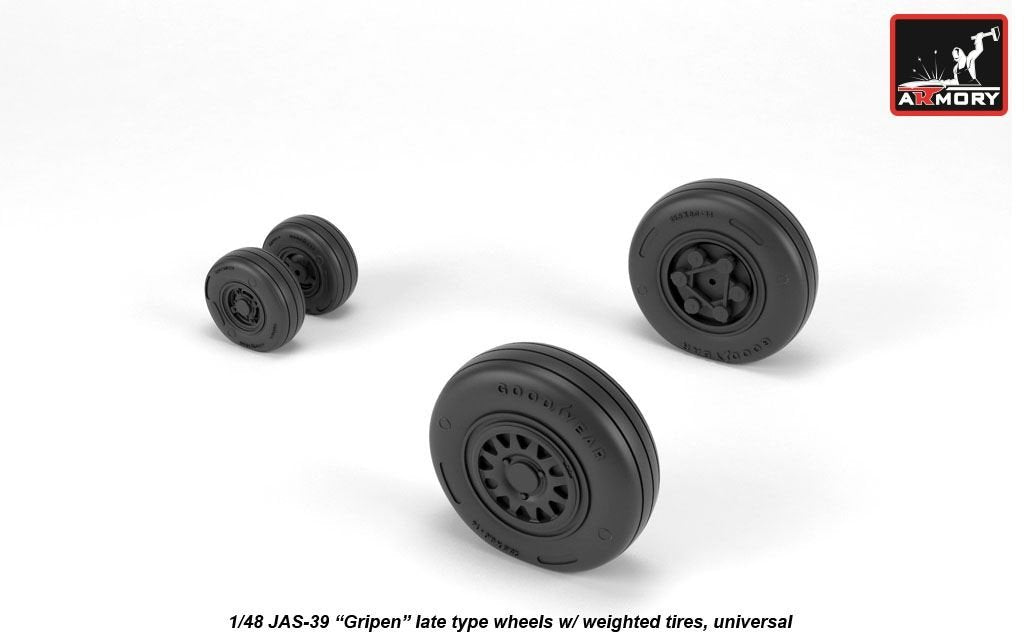 Armory Models AW48504 JAS-39 Gripen wheels w/ weighted tires, late 1/48 – immagine 3