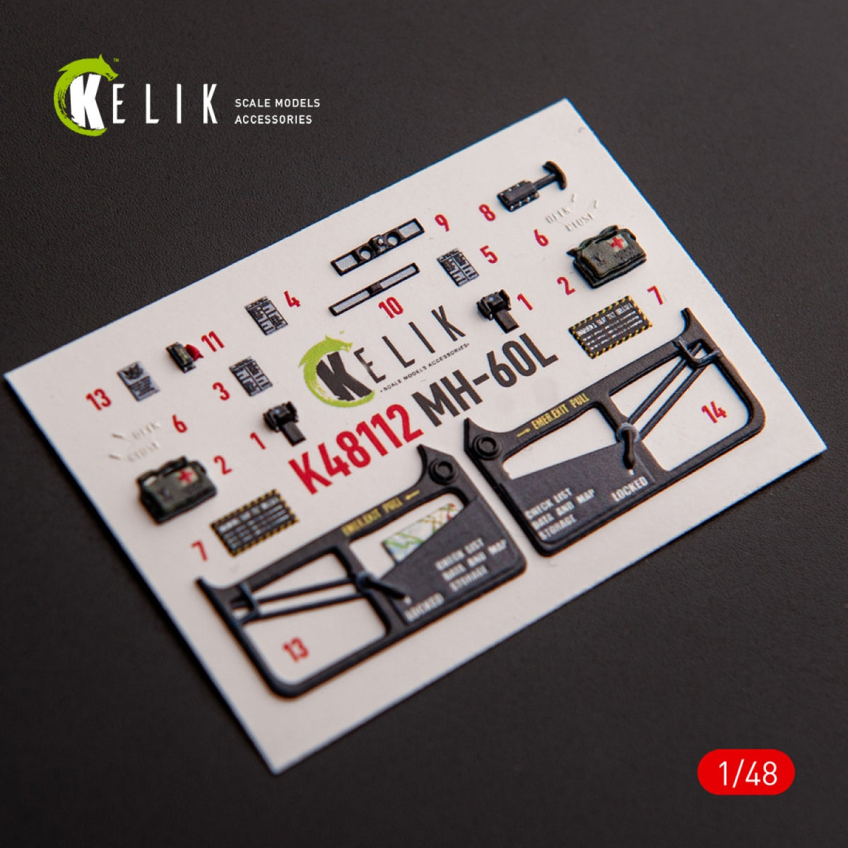 KELIK K48112 MH-60L Black Hawk - interior 3D decals for ICM kit 1/48 – Bild 2