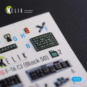 KELIK K72110 F-16 CJ (Block 50) interior 3D decals for Tamiya kit 1/72 – immagine 3