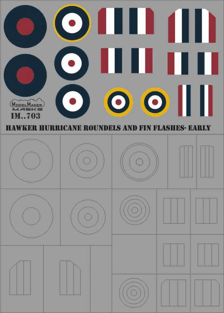 ModelMaker Decals IM48703 HAWKER HURRICANE ROUNDELS AND FIN FLASHES - EARLY 1/48 – Bild 3