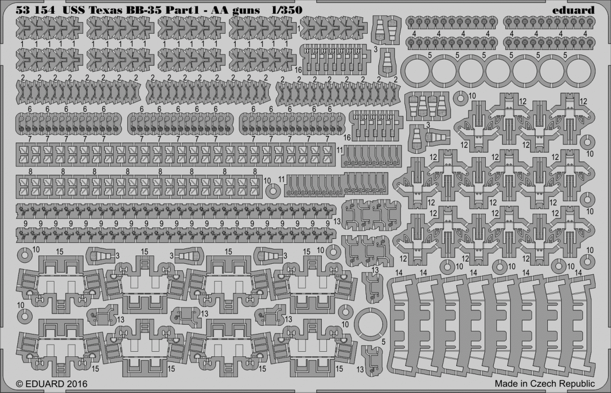 Eduard 53154 USS Texas BB-35 pt 1 - AA guns TRUMPETER 1/350